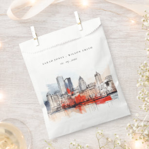 Boston Massachusetts City Scape Watercolor Wedding Favour Bags