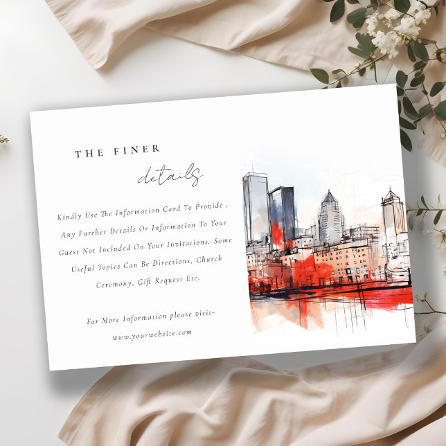 Boston Massachusetts City Scape Wedding Details Enclosure Card (Creator Uploaded)