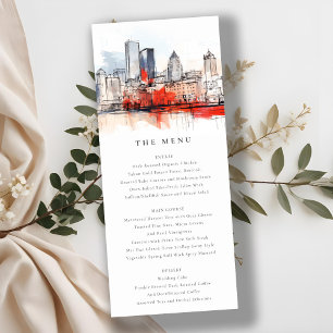 Boston Massachusetts City Scape Wedding Menu Card