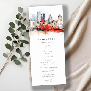 Boston Massachusetts City Scape Wedding Program Invitation