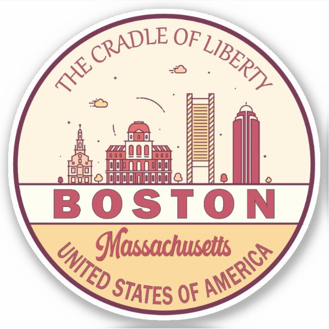 Boston Massachusetts City Skyline Emblem (Front)