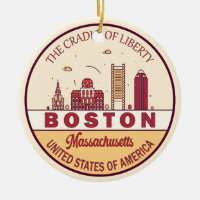 Boston Massachusetts City Skyline Emblem