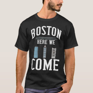 Boston Massachusetts City Skyline Map Travel T-Shirt