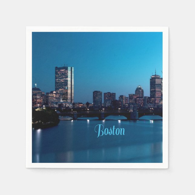 Boston Massachusetts City Skyline Napkin (Front)