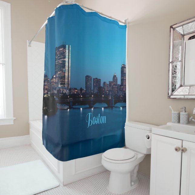 Boston Massachusetts City Skyline Shower Curtain (In Situ)