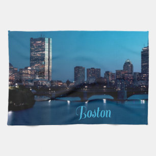 Boston Massachusetts City Skyline Tea Towel