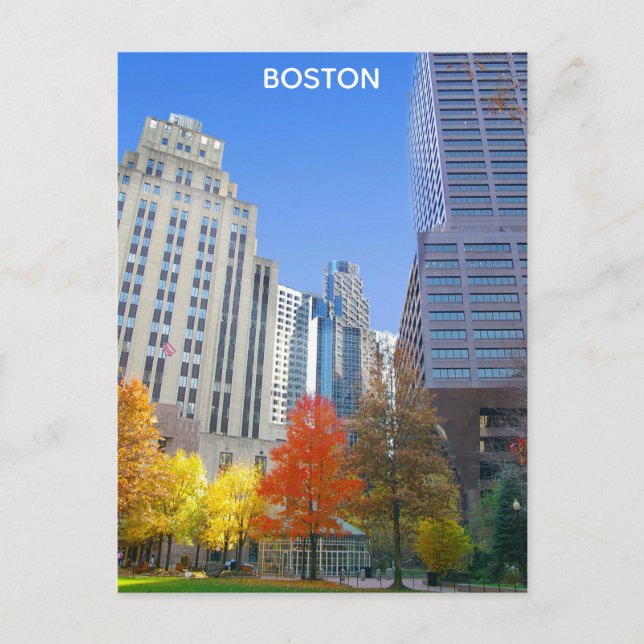 Boston Massachusetts City Skyline Travel Photo Postcard (Front)