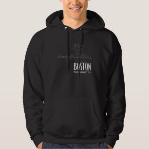 Boston Massachusetts City Skyline Whale Sunset Sou Hoodie
