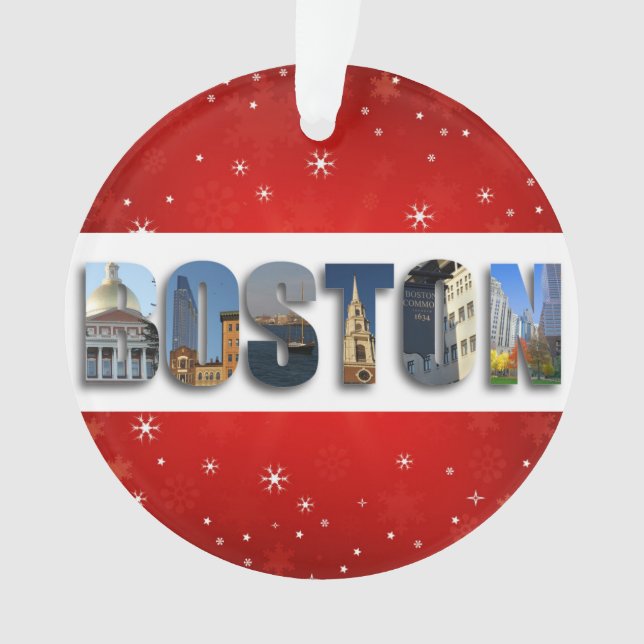 Boston Massachusetts City Travel Photos Christmas Ornament (Front)