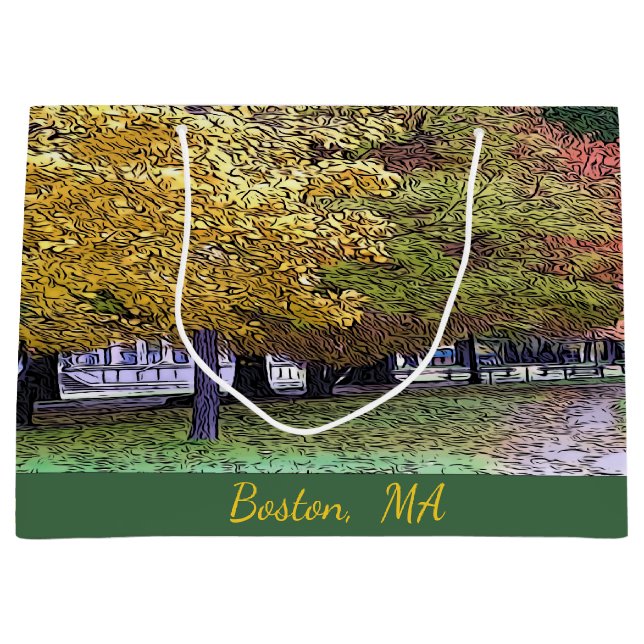 Boston, Massachusetts Fall Foliage Large Gift Bag (Front)