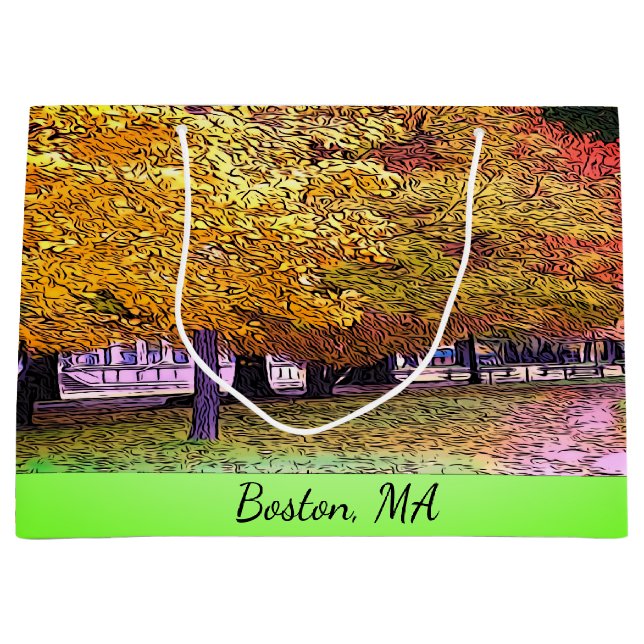 Boston, Massachusetts Fall Foliage Large Gift Bag (Front)