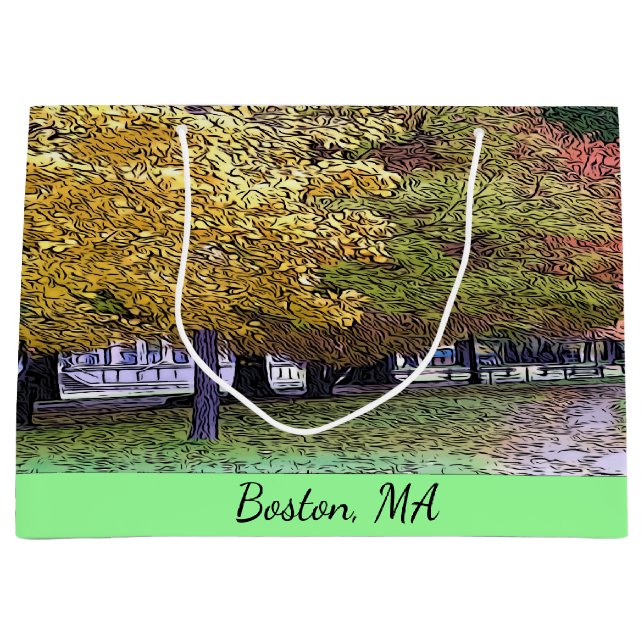 Boston, Massachusetts Fall Foliage Large Gift Bag (Front)
