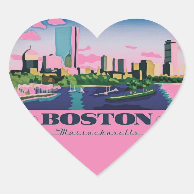 Boston, Massachusetts Heart Sticker (Front)