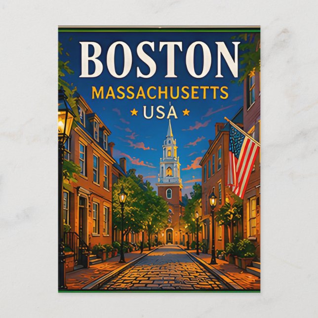 🍁 Boston Massachusetts Historic Visit 🍁 Postcard (Front)