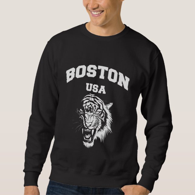 Boston Massachusetts Illustration With Wild Graphi Sweatshirt (Front)