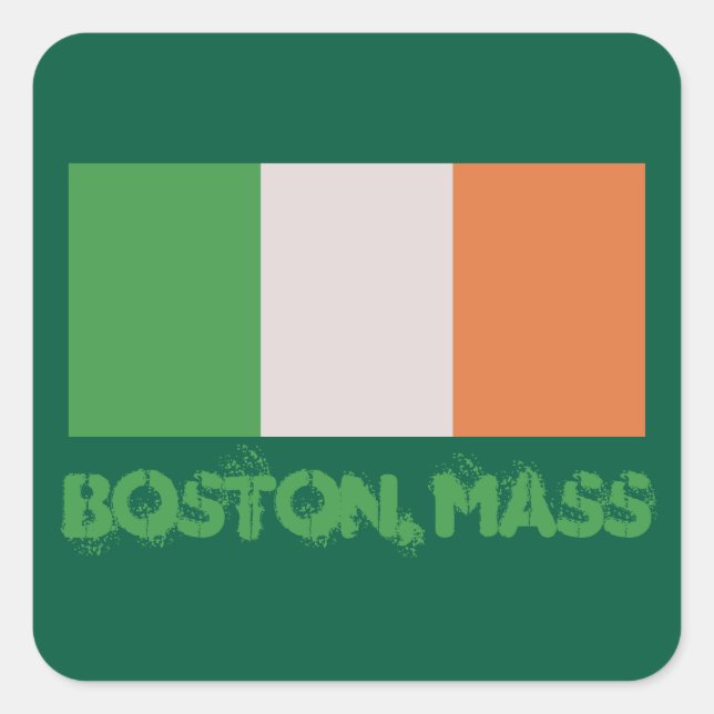 Boston, Massachusetts Irish Pride, St. Patrick's Square Sticker (Front)