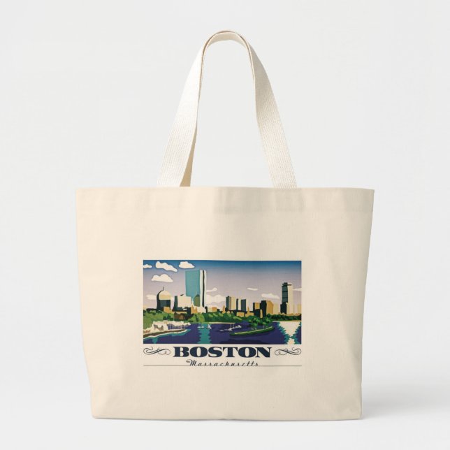 Boston, Massachusetts Large Tote Bag (Front)