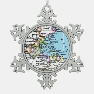 Boston, Massachusetts Map Christmas Ornament