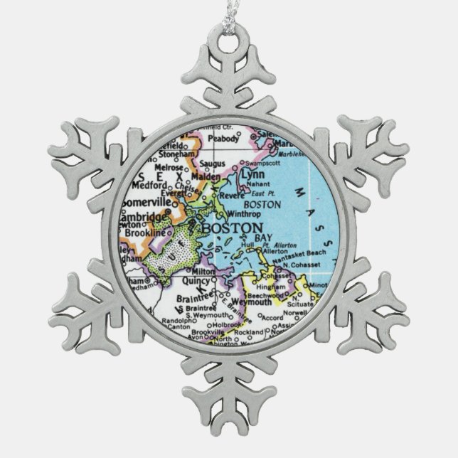 Boston, Massachusetts Map Christmas Ornament (Front)