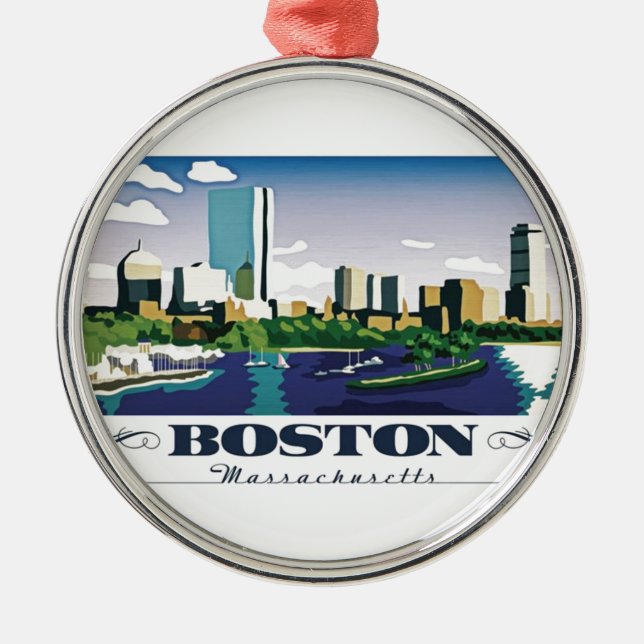 Boston, Massachusetts Metal Tree Decoration (Front)