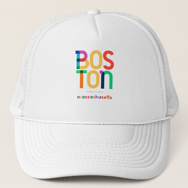 Boston Massachusetts Mid Century, Pop Art, Trucker Hat (Front)