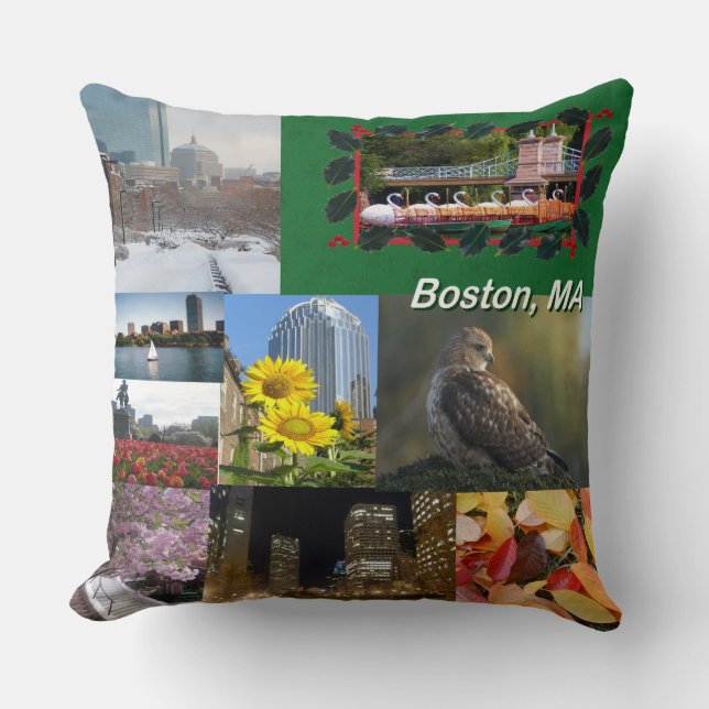 Boston, Massachusetts Photo Collage Cushion (Front)