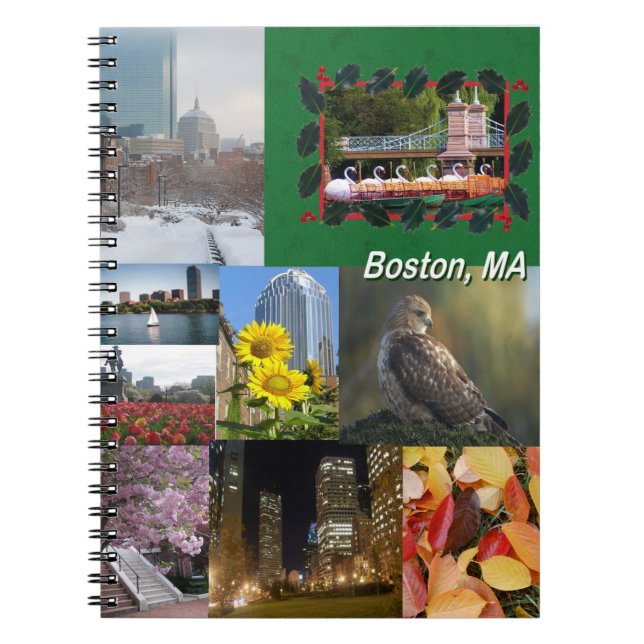 Boston, Massachusetts Photo Collage Spiral Notebook (Front)