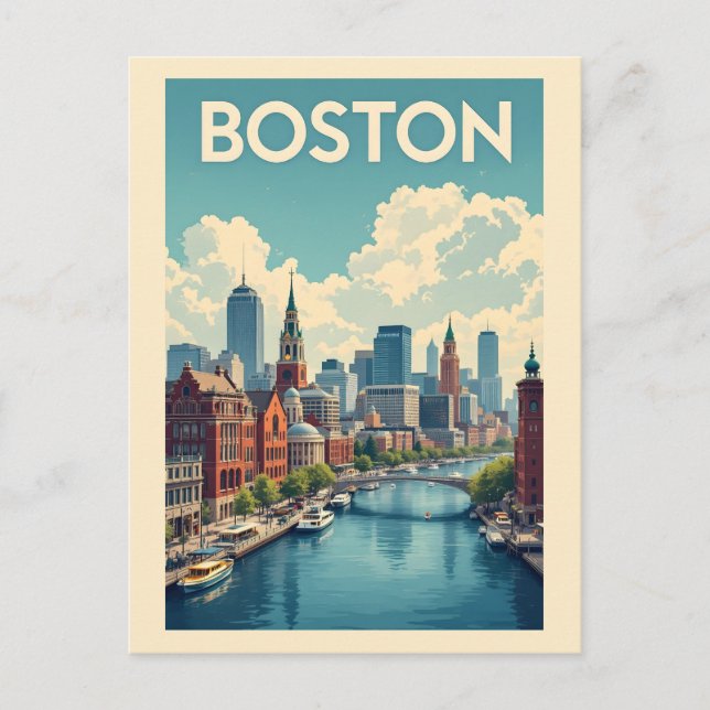 Boston Massachusetts Postcard (Front)