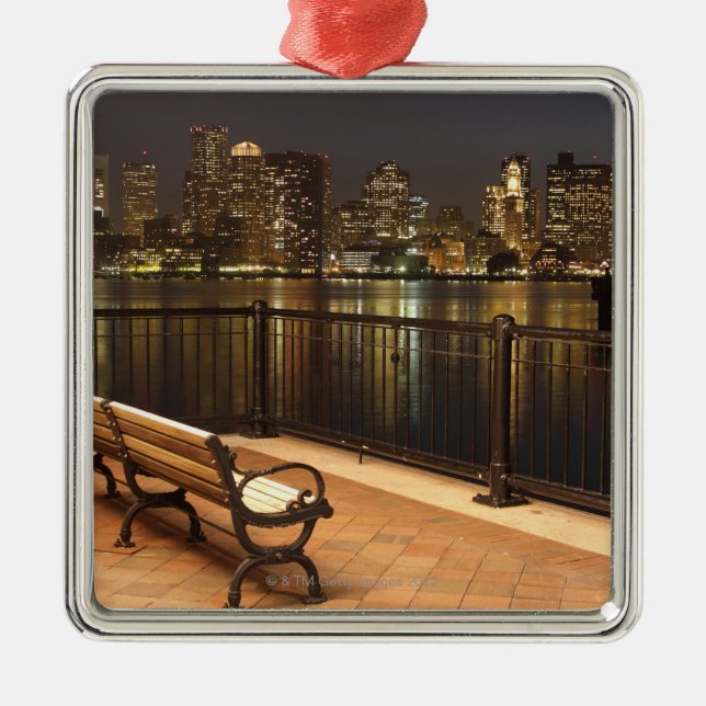 Boston, Massachusetts skyline 3 Metal Tree Decoration (Front)