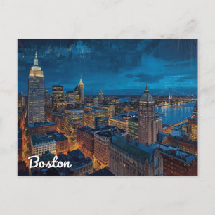Boston Massachusetts Skyline Art Postcard