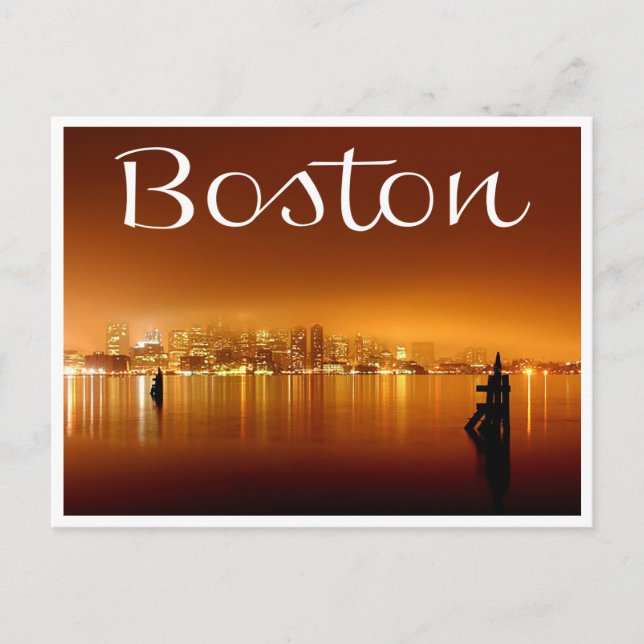 Boston, Massachusetts, Skyline At Night Post Card (Front)