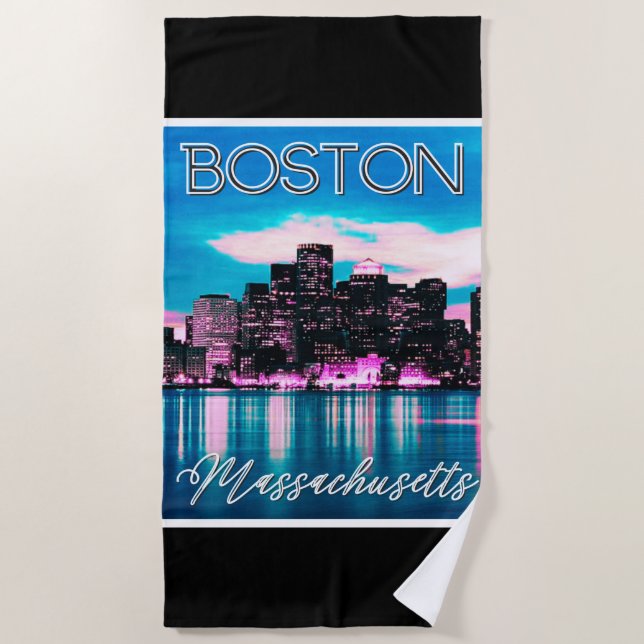 Boston Massachusetts Skyline    Beach Towel (Front)