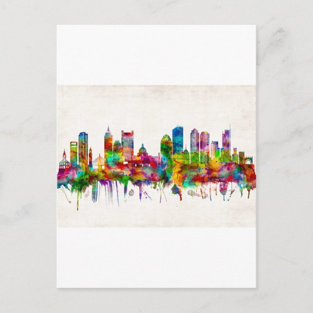 Boston Massachusetts Skyline Holiday Postcard (Front)