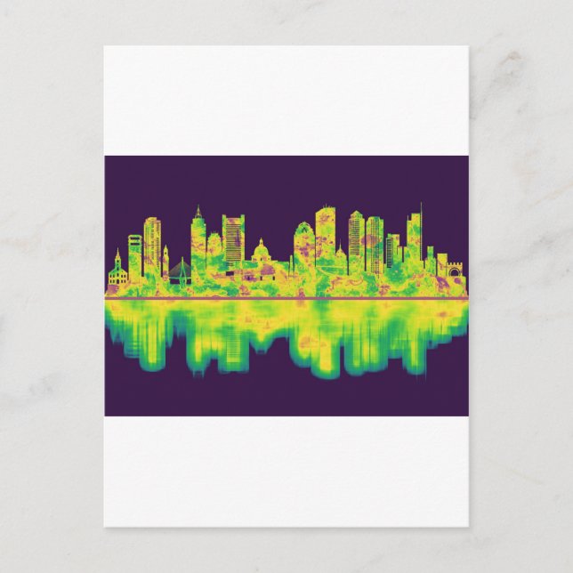 Boston Massachusetts Skyline Invitation Postcard (Front)