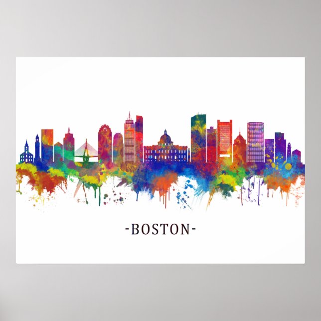 Boston Massachusetts Skyline Poster (Front)