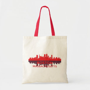 Boston Massachusetts Skyline Red Silhouette Gift Tote Bag