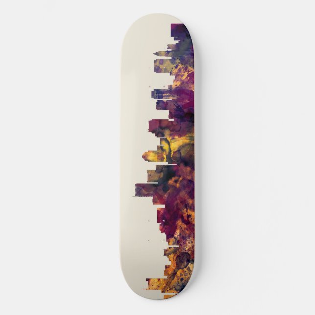 Boston Massachusetts Skyline Skateboard (Front)