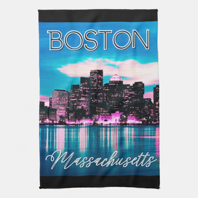 Boston Massachusetts Skyline   Tea Towel (Vertical)