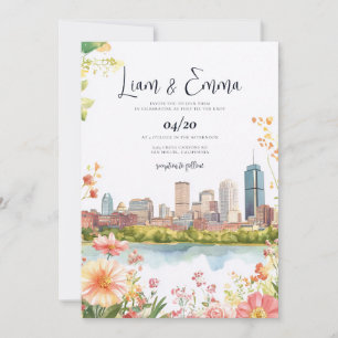 Boston Massachusetts Skyline Wedding Invitation