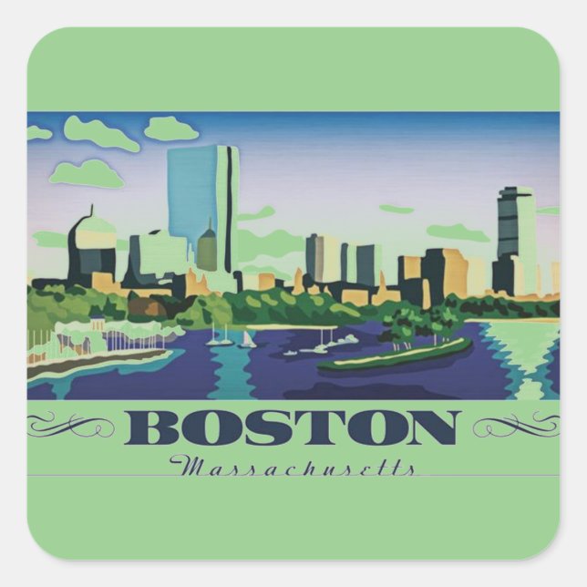 Boston, Massachusetts Square Sticker (Front)