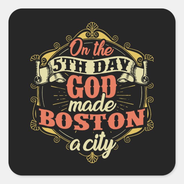 Boston Massachusetts Square Sticker (Front)