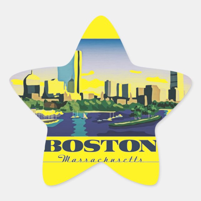 Boston, Massachusetts Star Sticker (Front)