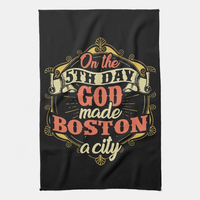 Boston Massachusetts Tea Towel (Vertical)