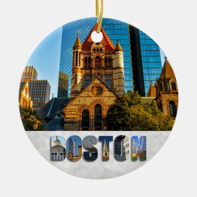 Boston Massachusetts Trinity Church Copley Square Ceramic Tree Decoration (Front)