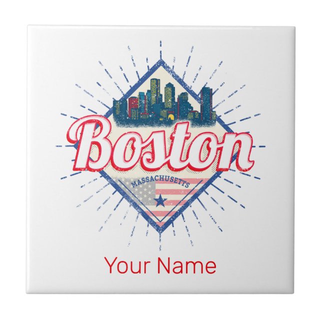Boston Massachusetts United States Vintage USA Tile (Front)