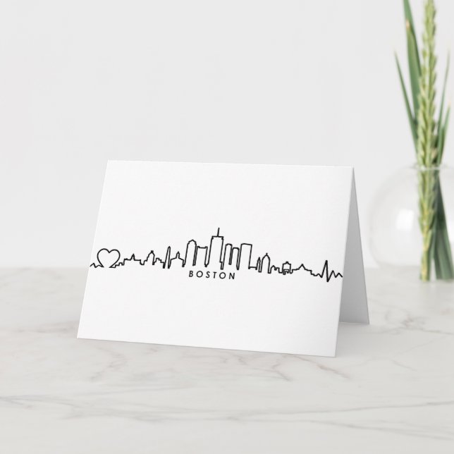 BOSTON Massachusetts USA City Skyline Silhouette Card (Front)