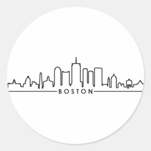 BOSTON Massachusetts USA City Skyline Silhouette Classic Round Sticker