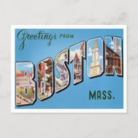 Boston, Massachusetts Vintage Big Letters Postcard