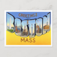 Boston, Massachusetts Vintage Big Letters Postcard