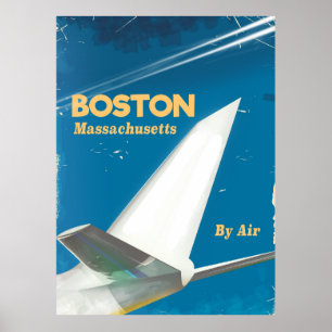 Boston Massachusetts vintage flight poster